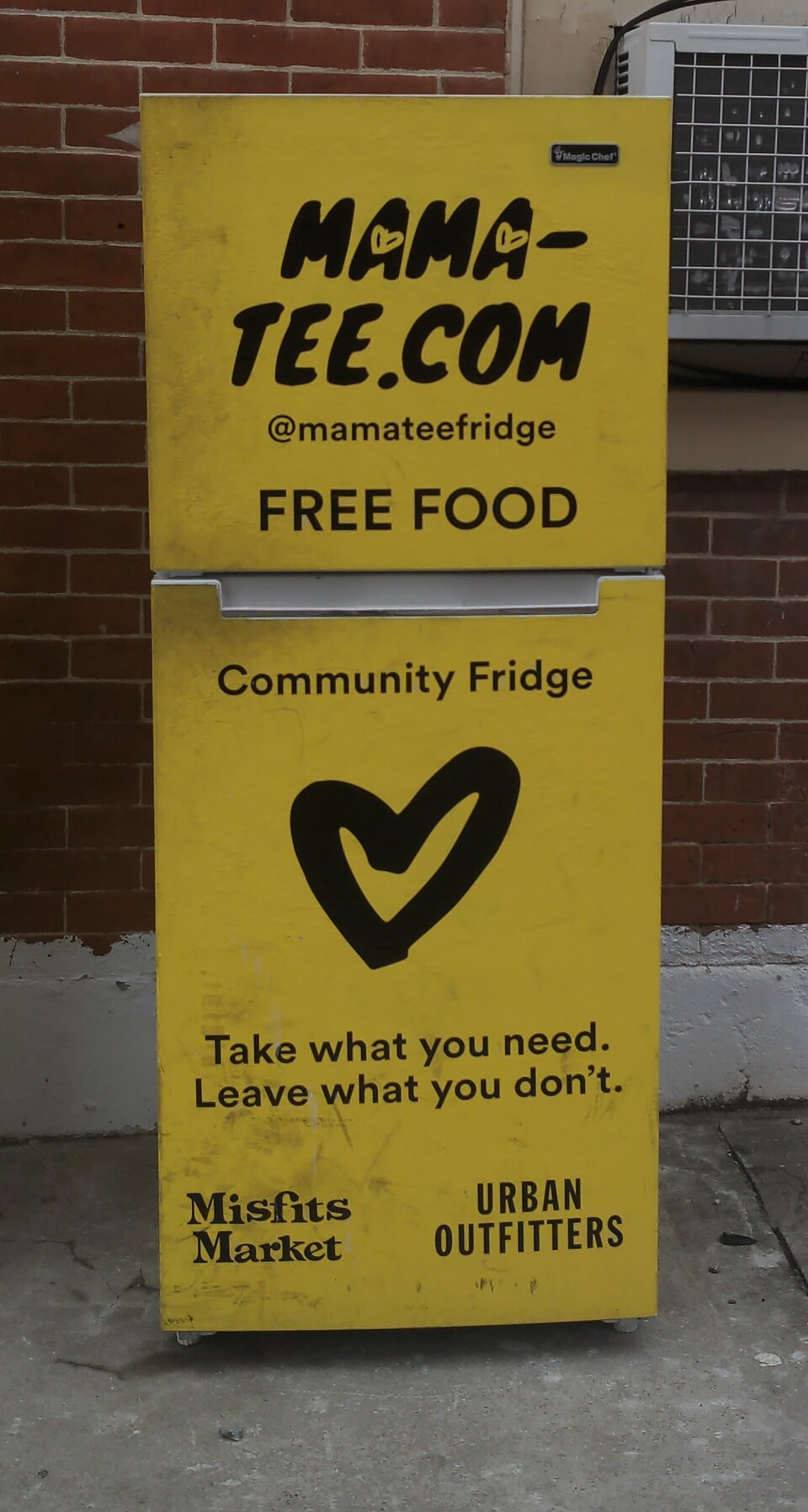 A community fridge stocked by volunteers in Edmonton