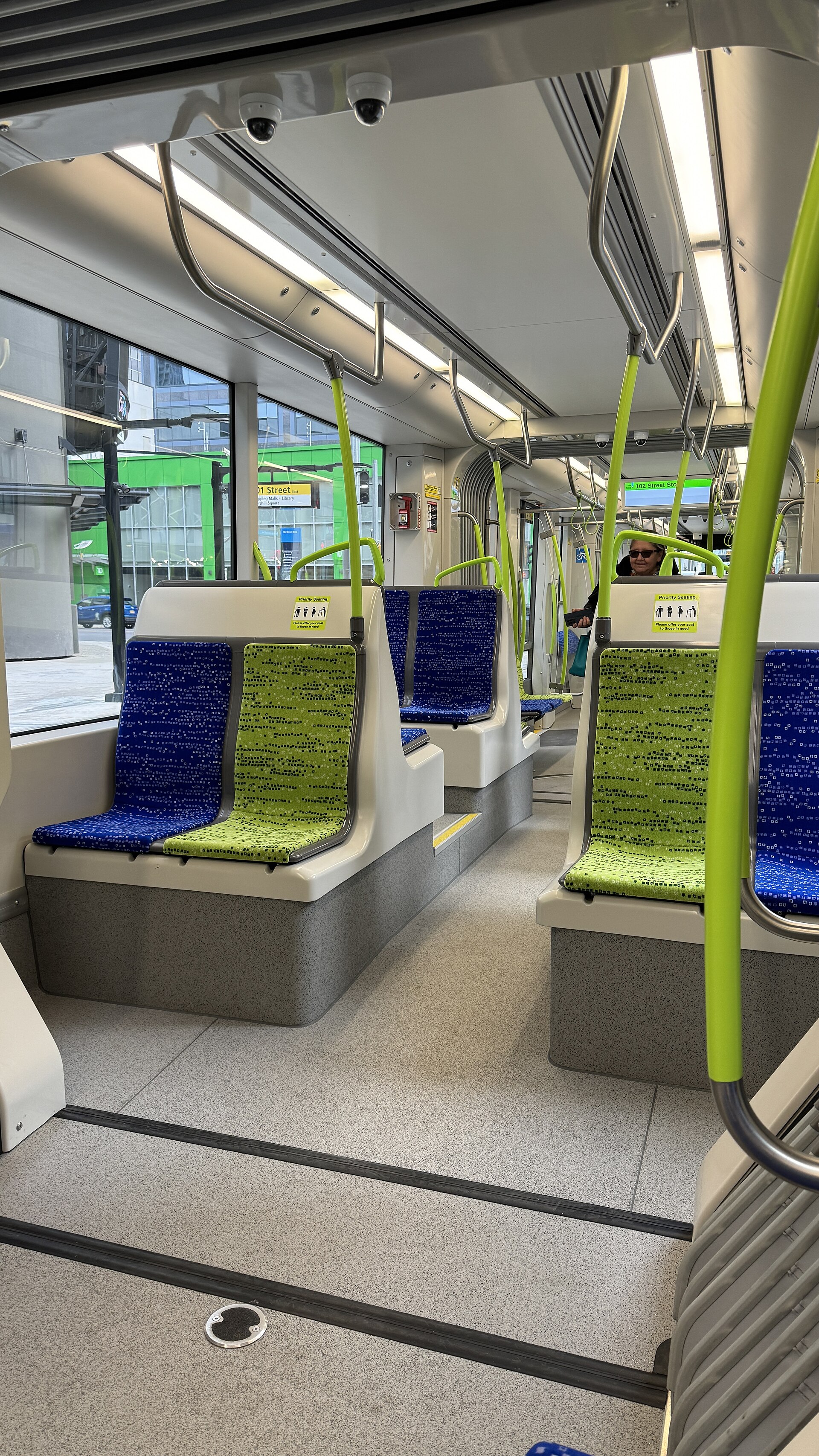 Interior of an Edmonton Valley Line LRT train