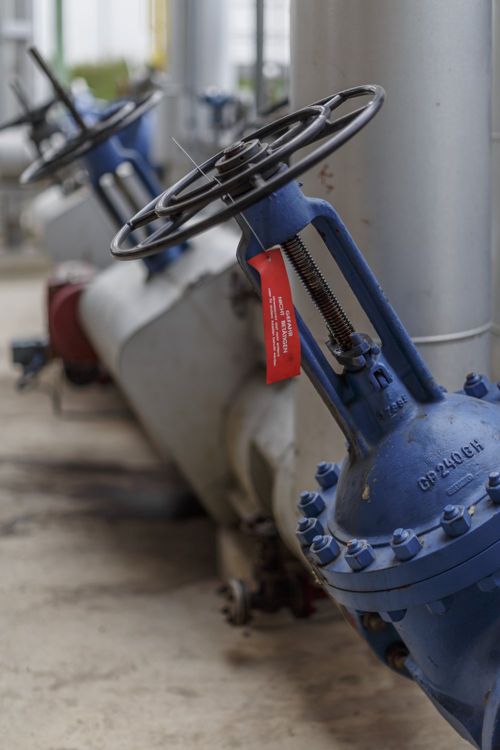 A gate valve with a do-not-operate tag